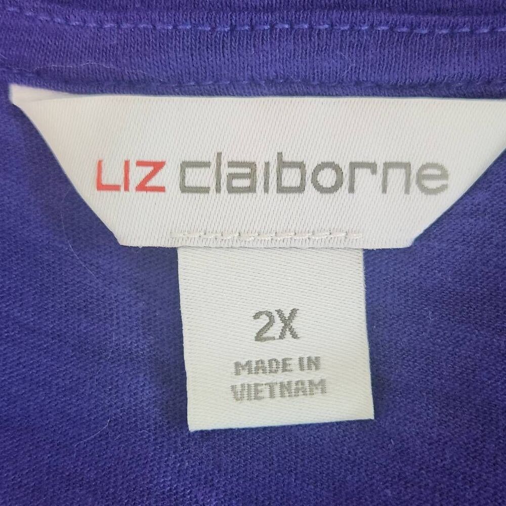 Liz Claiborne Purple T-Shirt with Crochet Lace Detail NWT Size 2X Plus Size Tee - Picture 6 of 11